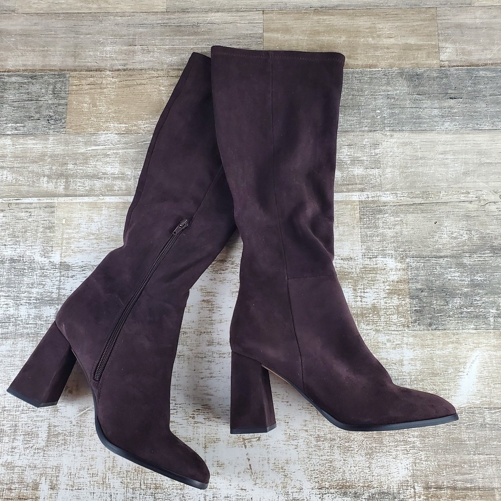 Steve Madden Livah Womens Knee-High Boots Sz 7 M Chocolate Brown Block Heel